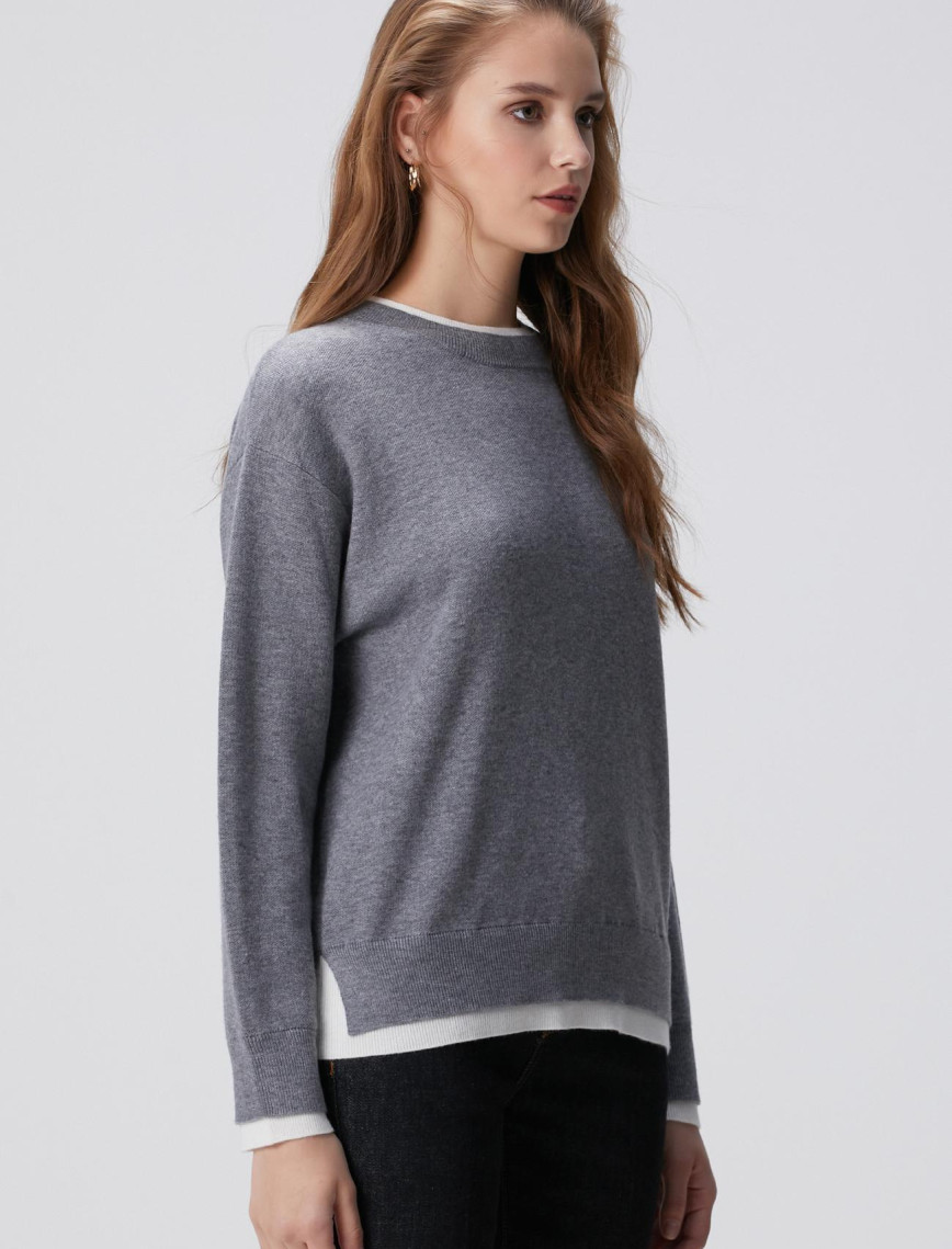 Network Kadın Açık Gri Melanj Yün Karışımlı Oversize Triko Kazak Network Kadın Açık Gri Melanj Yün Karışımlı Oversize Triko Kazak