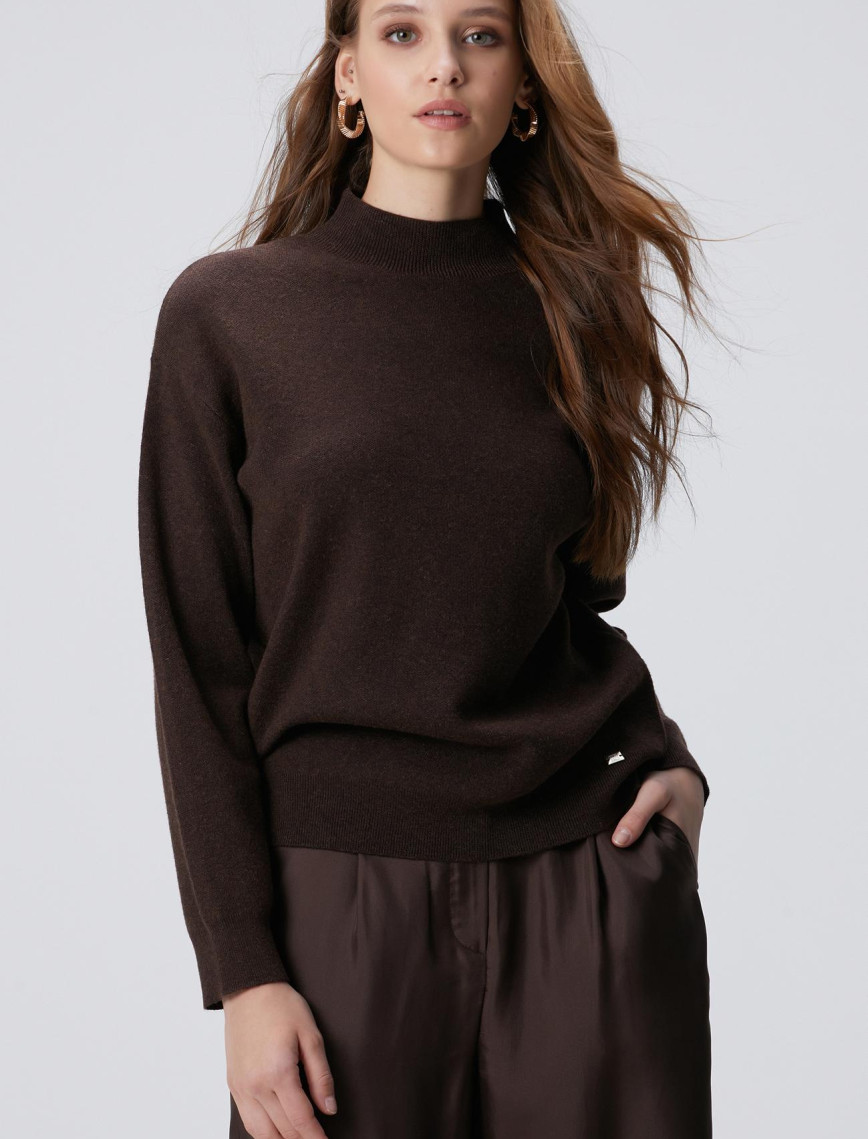 Network Kadın Kahverengi Yün Karışımlı Triko Kazak Network Kadın Kahverengi Yün Karışımlı Triko Kazak