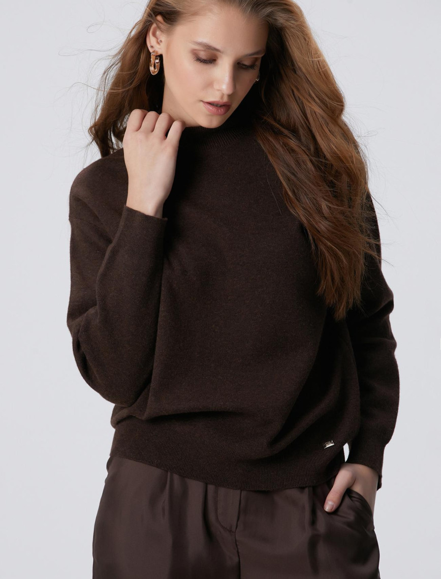 Network Kadın Kahverengi Yün Karışımlı Triko Kazak Network Kadın Kahverengi Yün Karışımlı Triko Kazak