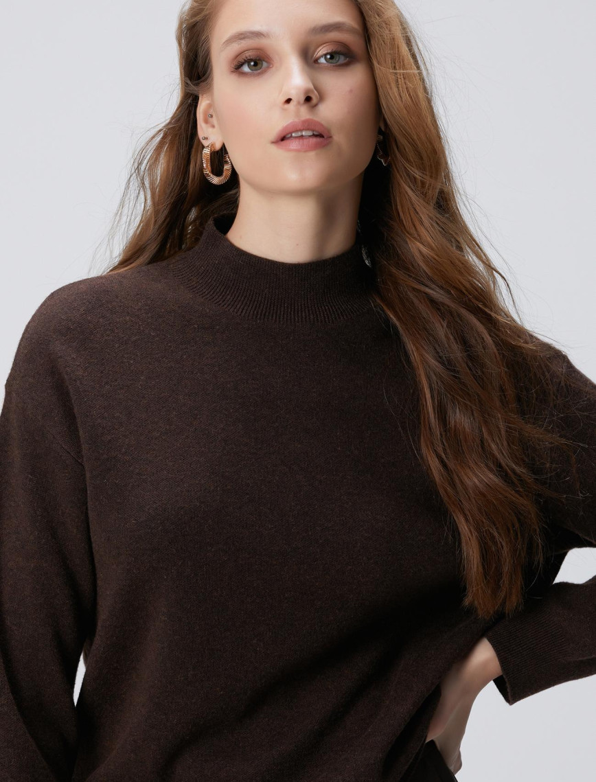 Network Kadın Kahverengi Yün Karışımlı Triko Kazak Network Kadın Kahverengi Yün Karışımlı Triko Kazak