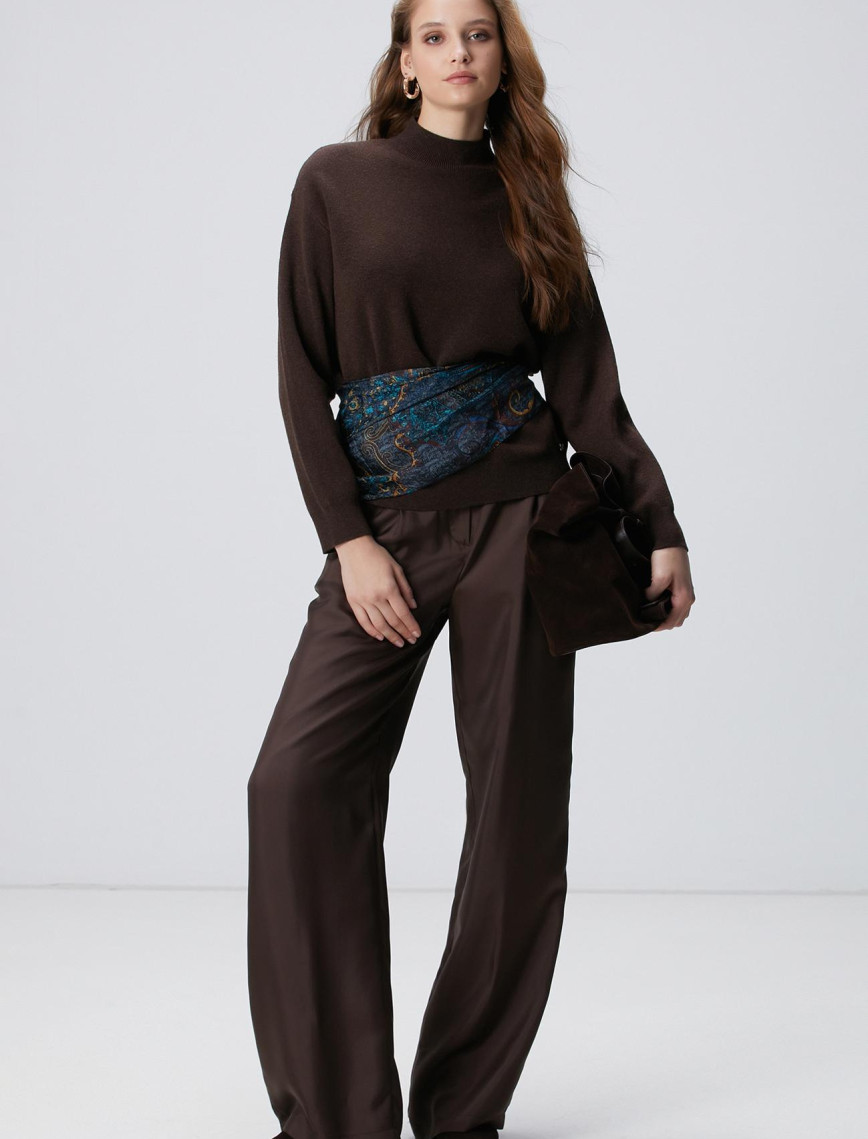 Network Kadın Kahverengi Yün Karışımlı Triko Kazak Network Kadın Kahverengi Yün Karışımlı Triko Kazak