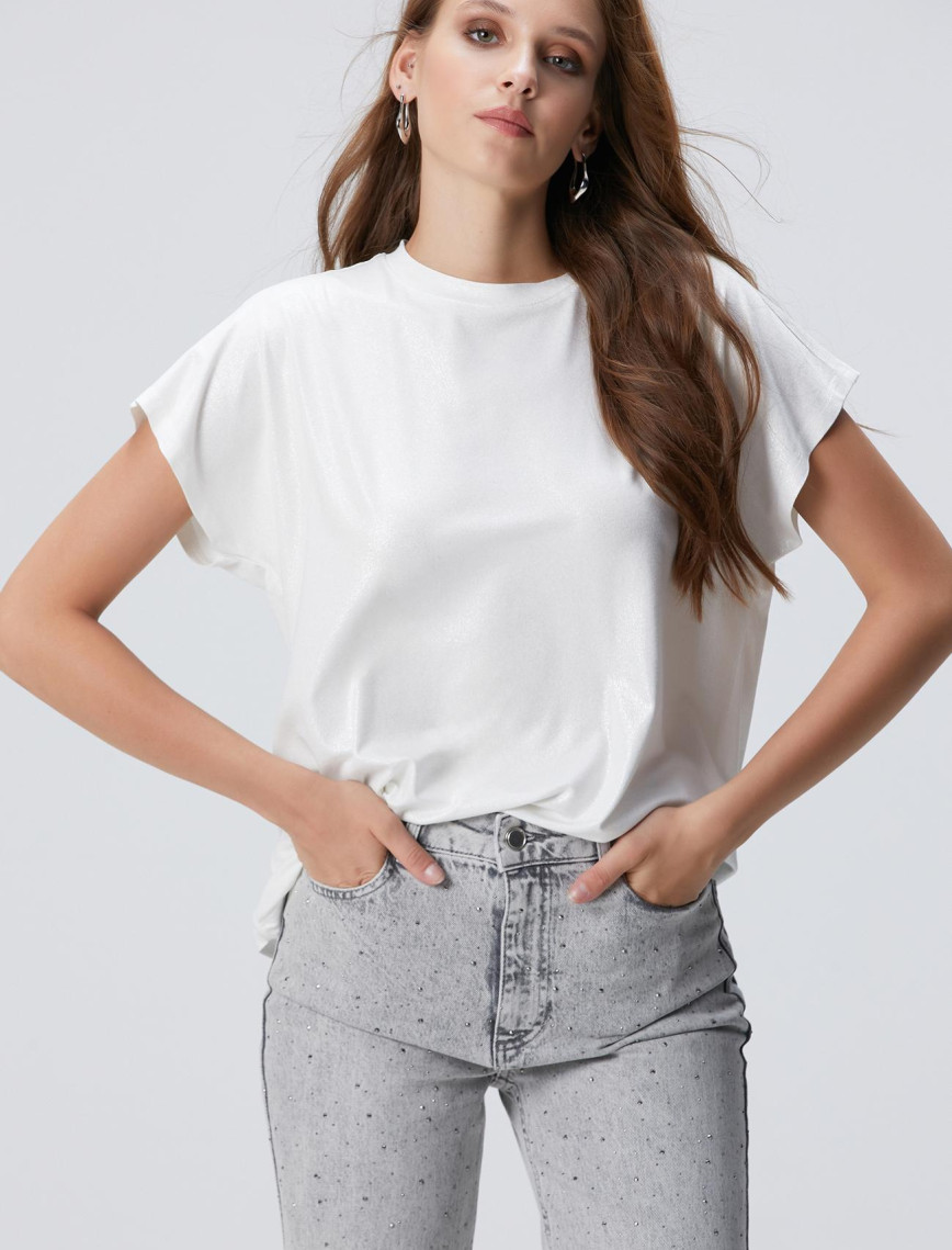 Network Kadın Kırık Beyaz Basic T-shirt Network Kadın Kırık Beyaz Basic T-shirt