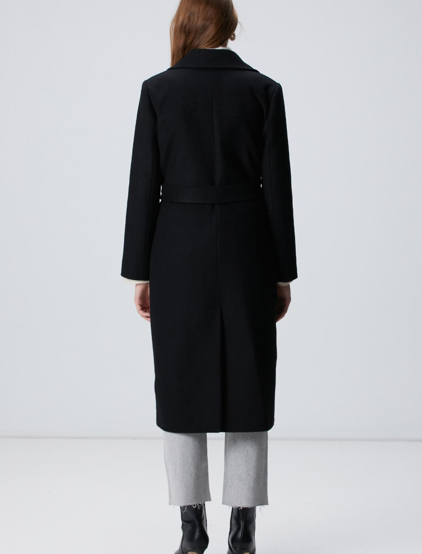 Network Kadın Siyah Kaşmir Ve Yün Karışımlı Palto Network Kadın Siyah Kaşmir Ve Yün Karışımlı Palto