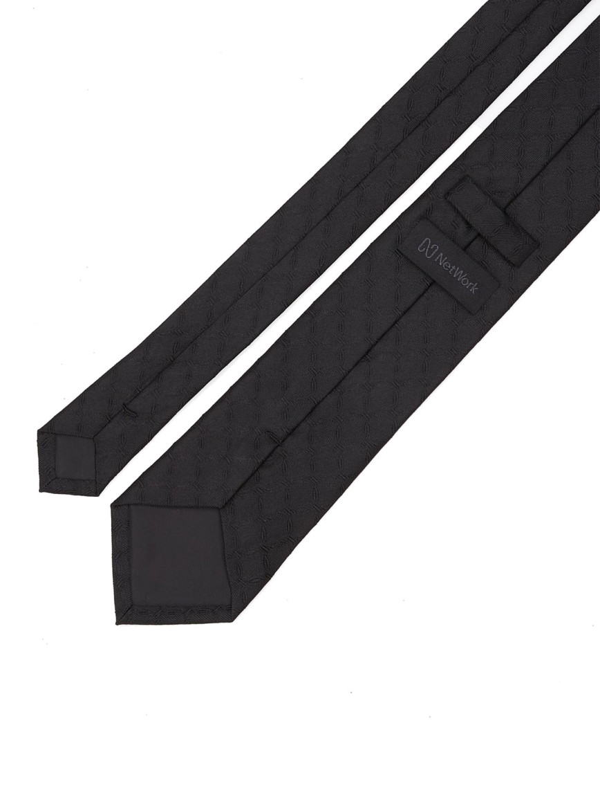 Network Erkek Siyah Desenli İpek Kravat Network Erkek Siyah Desenli İpek Kravat