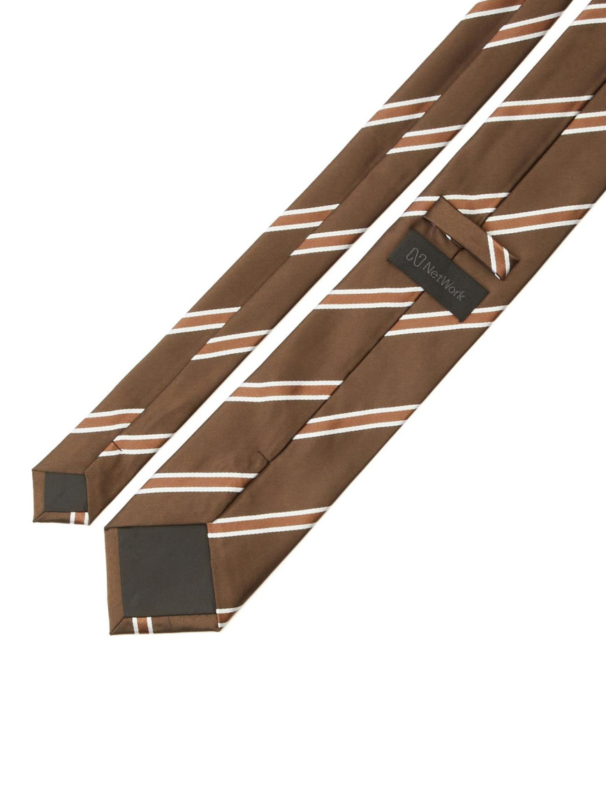 Network Erkek Kahverengi Çizgili Kravat Network Erkek Kahverengi Çizgili Kravat