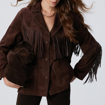 Network Kadın Acı Kahve Püskül Detaylı Süet Deri Mont Network Kadın Acı Kahve Püskül Detaylı Süet Deri Mont