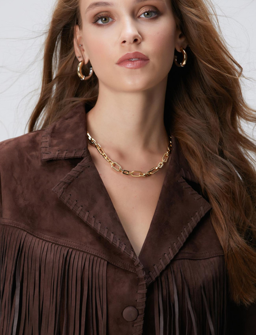 Network Kadın Acı Kahve Püskül Detaylı Süet Deri Mont Network Kadın Acı Kahve Püskül Detaylı Süet Deri Mont