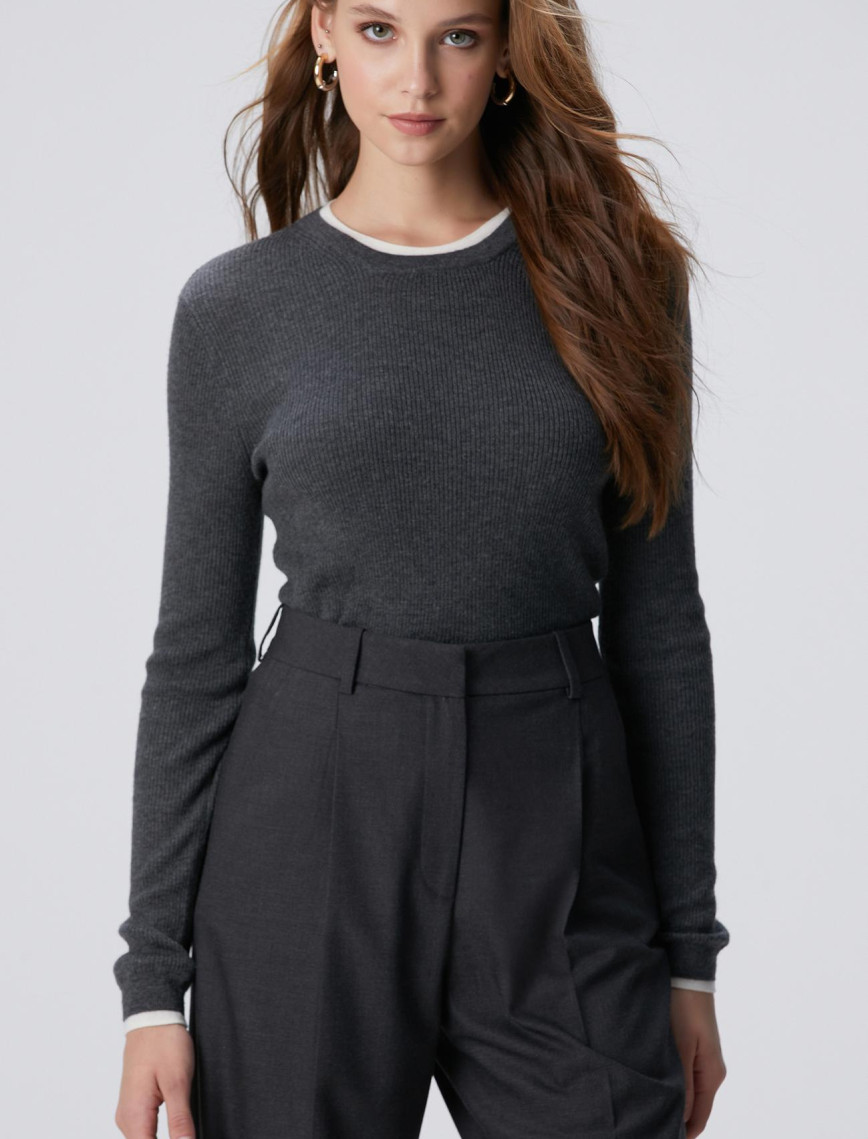 Network Kadın Gri Melanj Kazak Network Kadın Gri Melanj Kazak