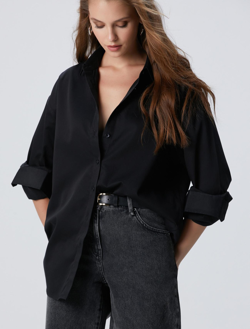 Network Kadın Siyah Non Iron Gömlek Network Kadın Siyah Non Iron Gömlek