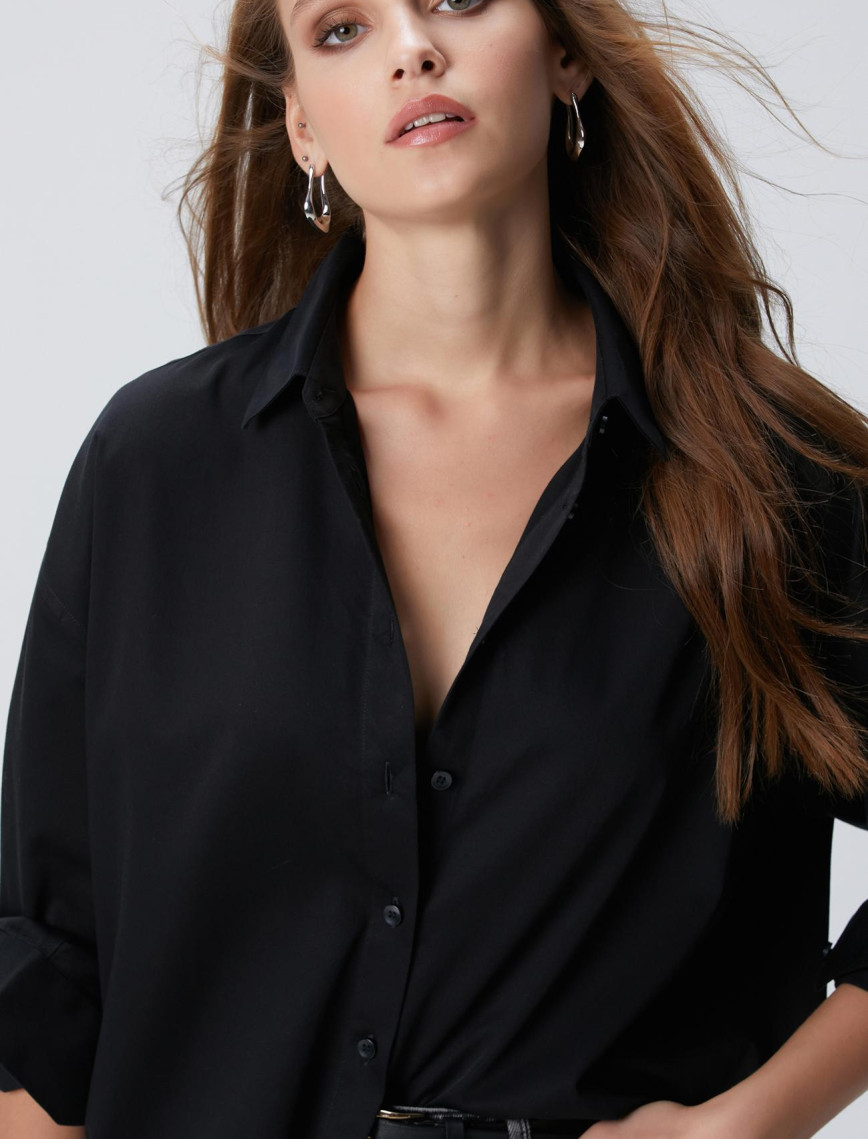 Network Kadın Siyah Non Iron Gömlek Network Kadın Siyah Non Iron Gömlek