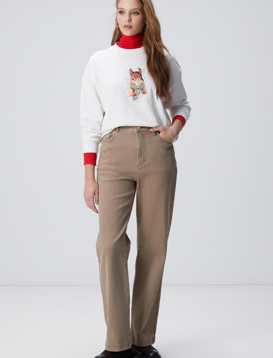 Network Kadın Kırık Beyaz Sweatshirt