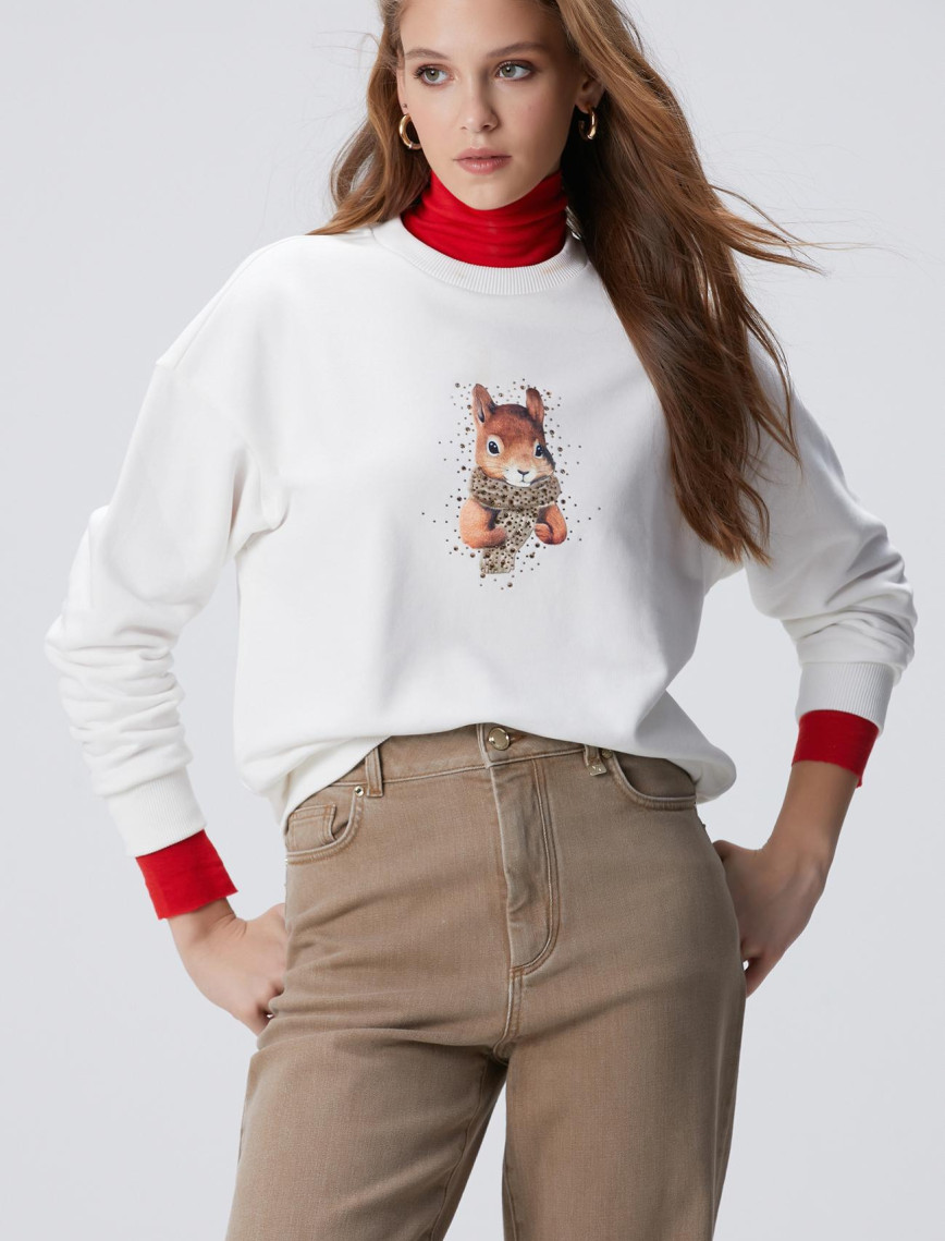 Network Kadın Kırık Beyaz Sweatshirt