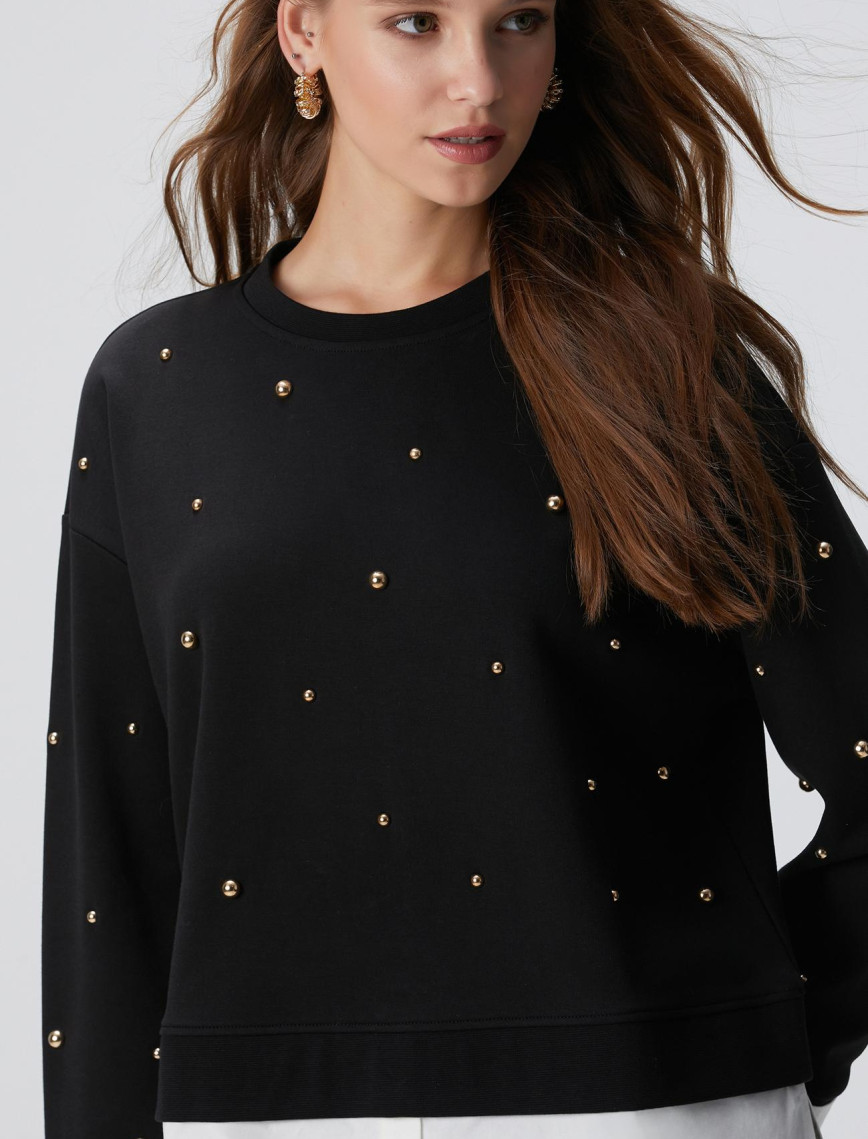 Network Kadın Siyah Metal Aksesuarlı Sweatshirt Network Kadın Siyah Metal Aksesuarlı Sweatshirt