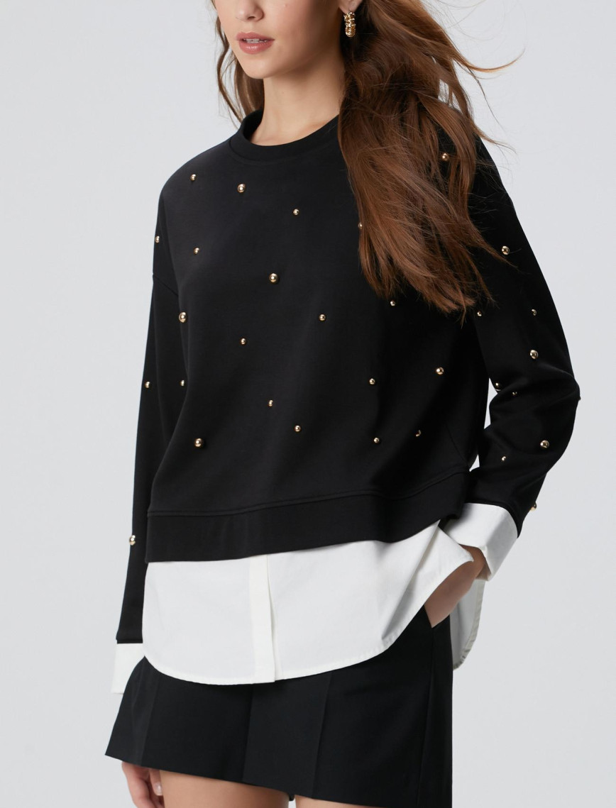 Network Kadın Siyah Metal Aksesuarlı Sweatshirt Network Kadın Siyah Metal Aksesuarlı Sweatshirt