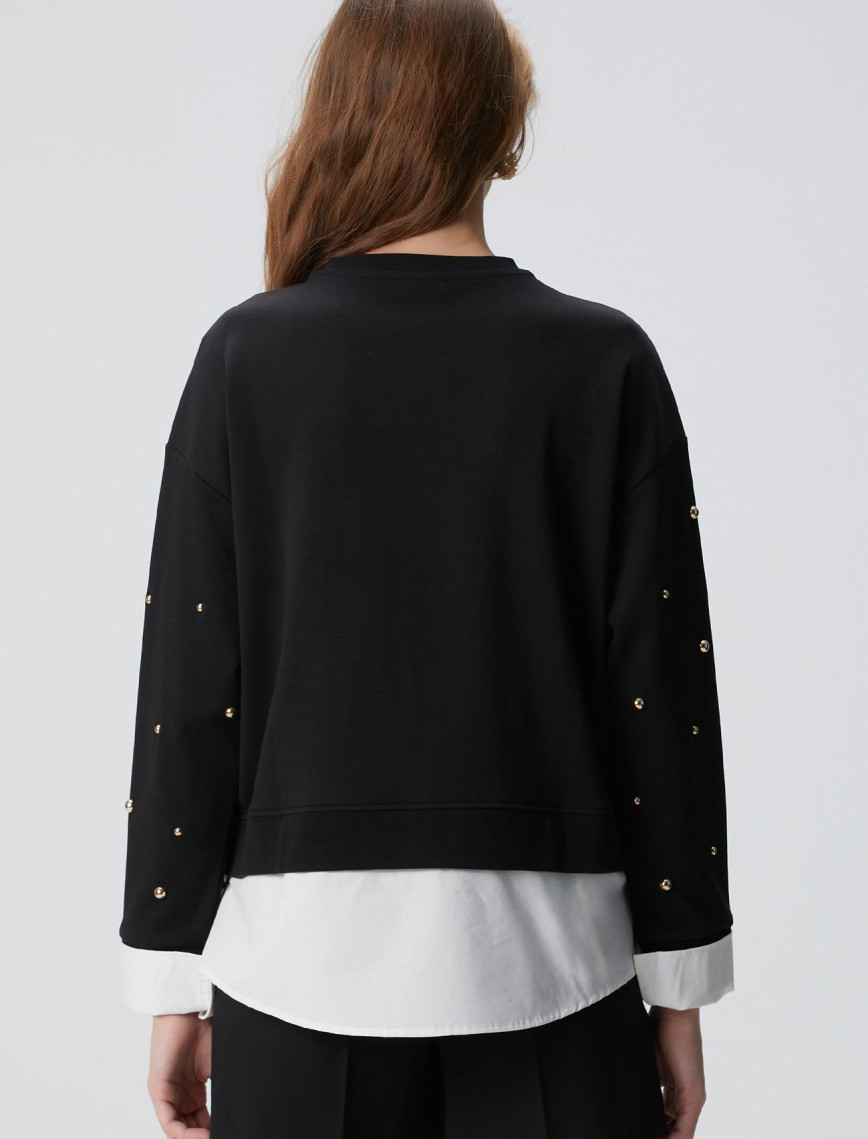 Network Kadın Siyah Metal Aksesuarlı Sweatshirt Network Kadın Siyah Metal Aksesuarlı Sweatshirt