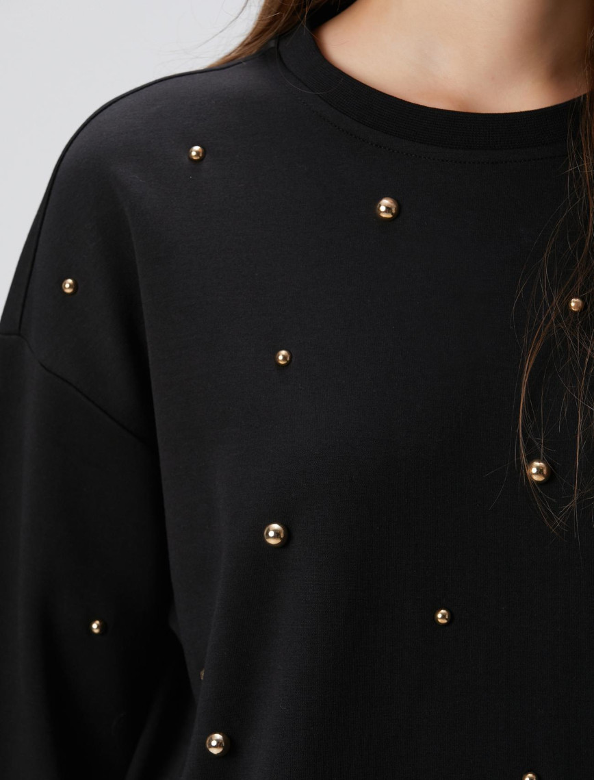 Network Kadın Siyah Metal Aksesuarlı Sweatshirt Network Kadın Siyah Metal Aksesuarlı Sweatshirt