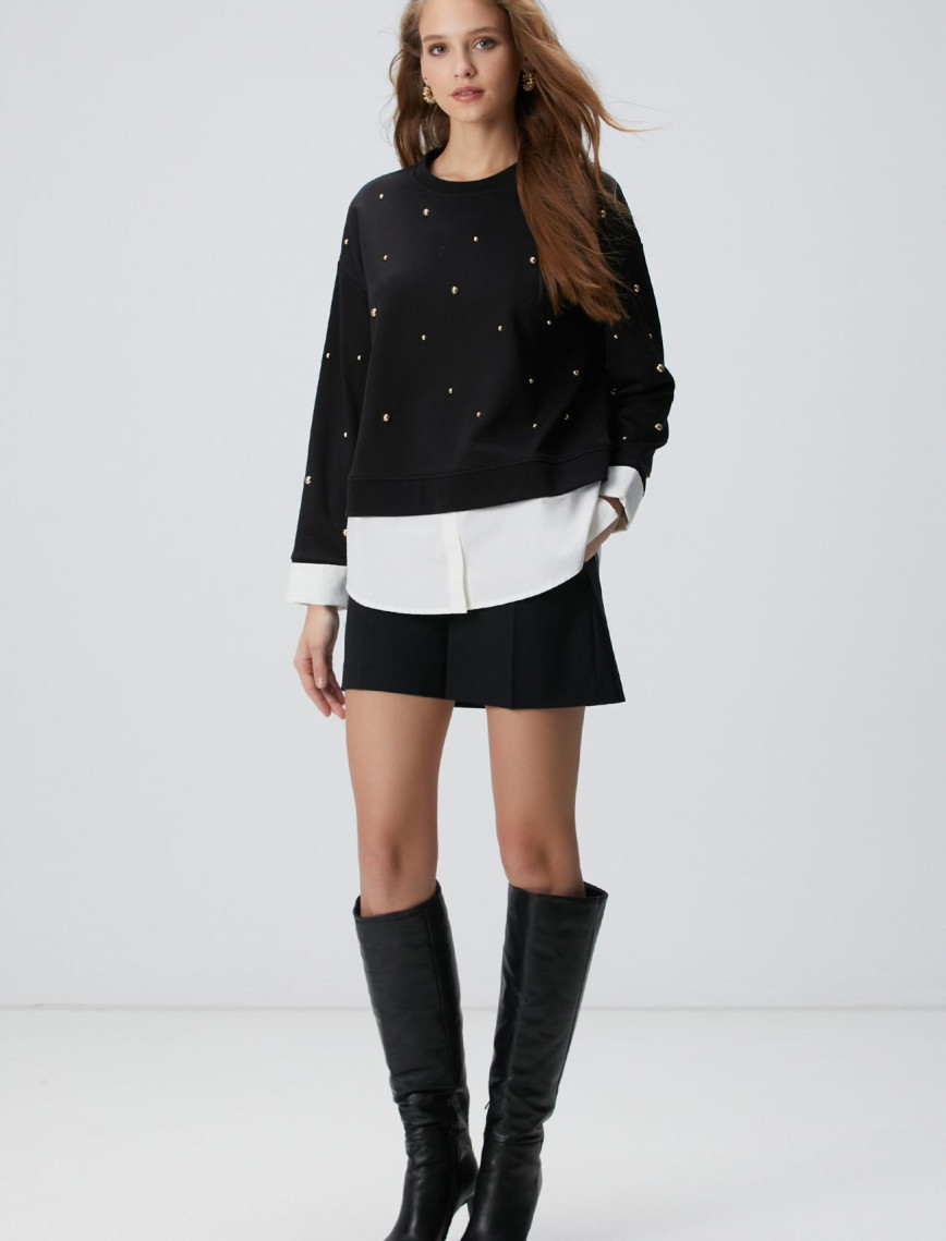 Network Kadın Siyah Metal Aksesuarlı Sweatshirt Network Kadın Siyah Metal Aksesuarlı Sweatshirt