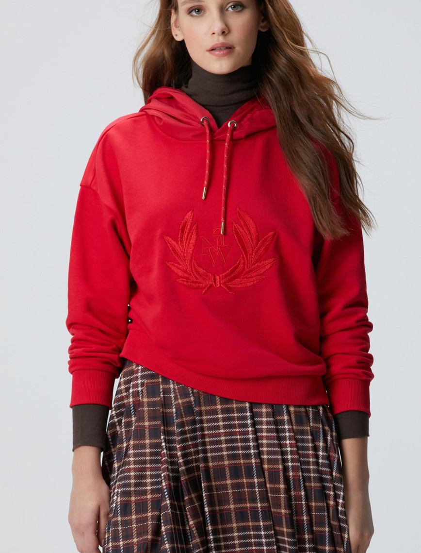 Network Kadın Kırmızı Nakış Detaylı Sweatshirt Network Kadın Kırmızı Nakış Detaylı Sweatshirt
