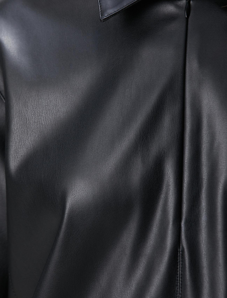 Network Kadın Siyah Mini Vegan Deri Elbise Network Kadın Siyah Mini Vegan Deri Elbise