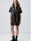 Network Kadın Siyah Mini Vegan Deri Elbise Network Kadın Siyah Mini Vegan Deri Elbise