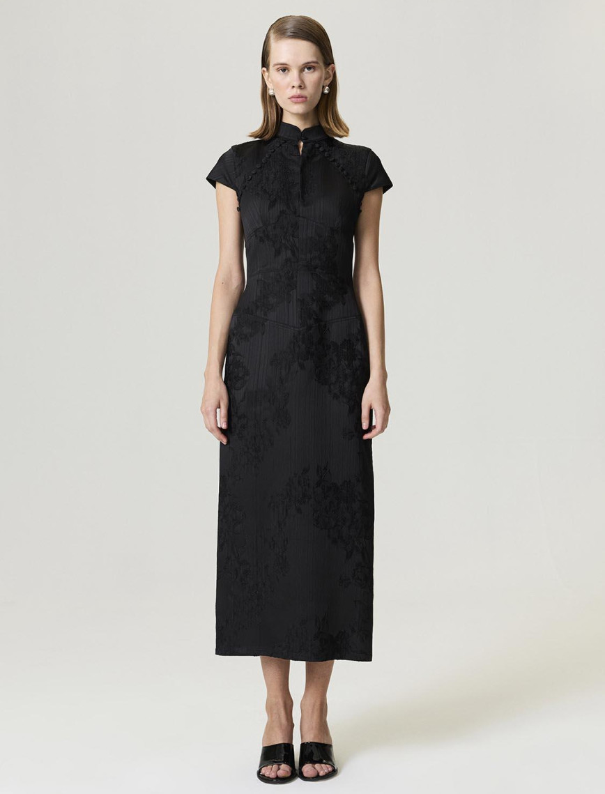 Yırtmaçlı Maxi Japon Elbise Yırtmaçlı Maxi Japon Elbise