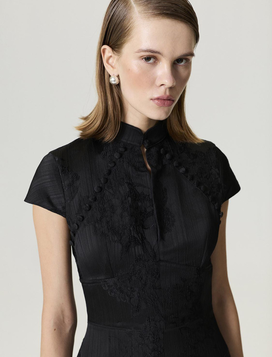 Yırtmaçlı Maxi Japon Elbise Yırtmaçlı Maxi Japon Elbise