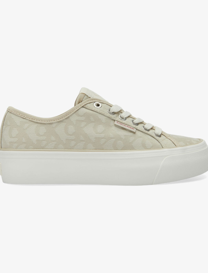Calvin Klein Vulc Flat Jacquard Kadın Bej Sneaker Calvin Klein Vulc Flat Jacquard Kadın Bej Sneaker