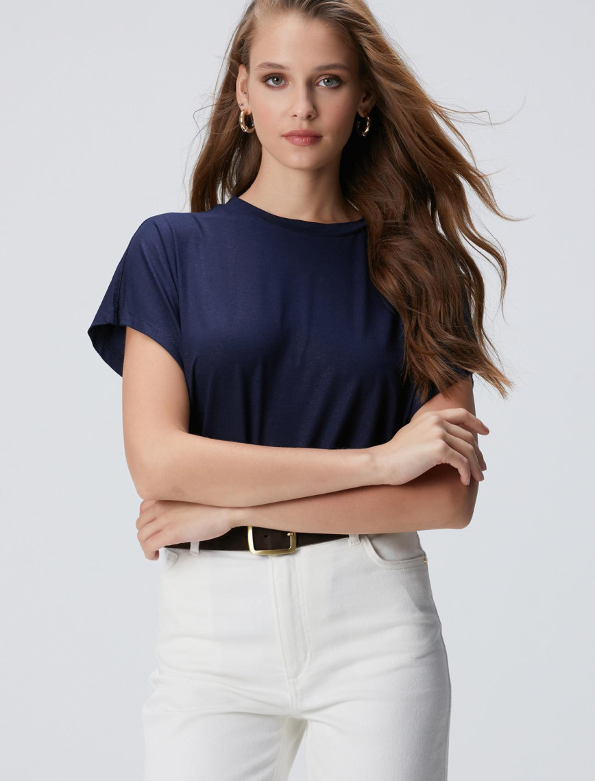 Network Kadın Lacivert Varaklı T-shirt Network Kadın Lacivert Varaklı T-shirt