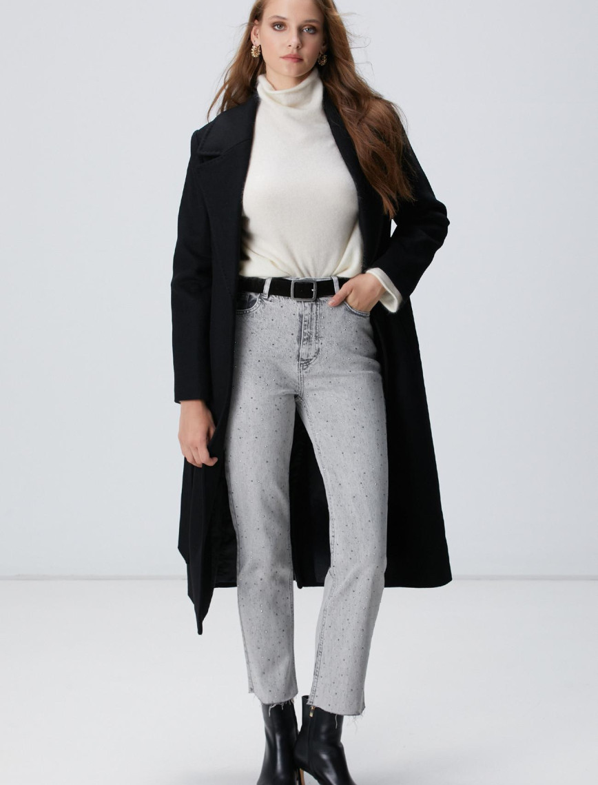 Network Kadın Açık Gri Taşlı Denim Pantolon Network Kadın Açık Gri Taşlı Denim Pantolon