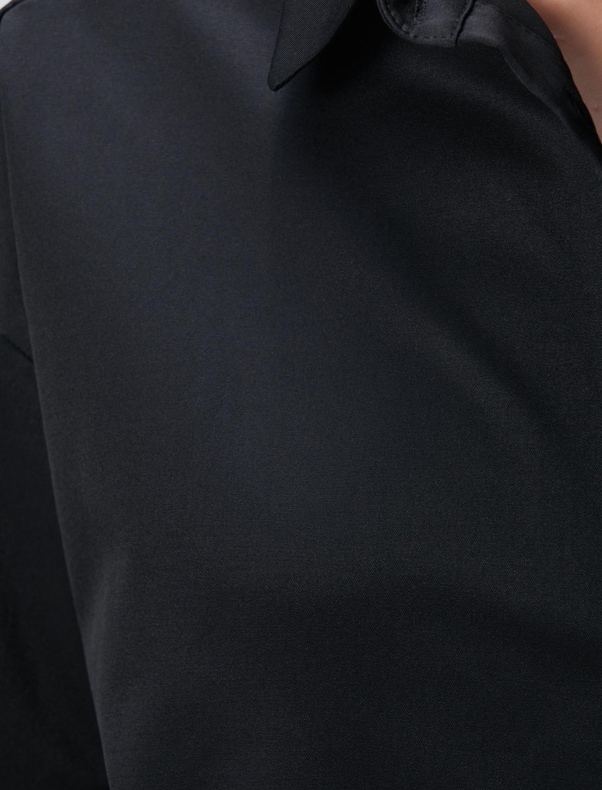 Network Kadın Siyah Roba Dikiş Detaylı Oversized Gömlek Network Kadın Siyah Roba Dikiş Detaylı Oversized Gömlek