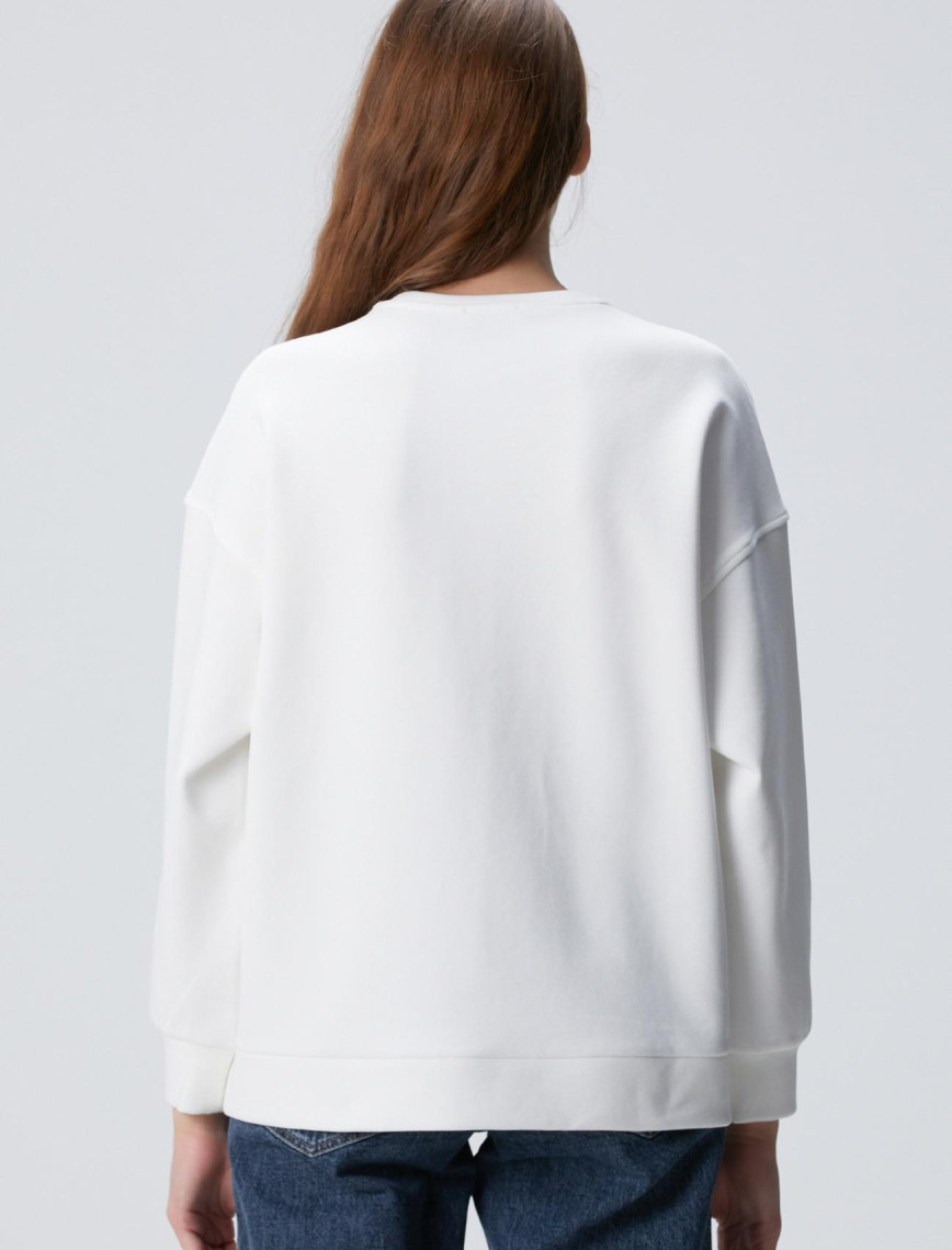 Network Kadın Kırık Beyaz Sweatshirt