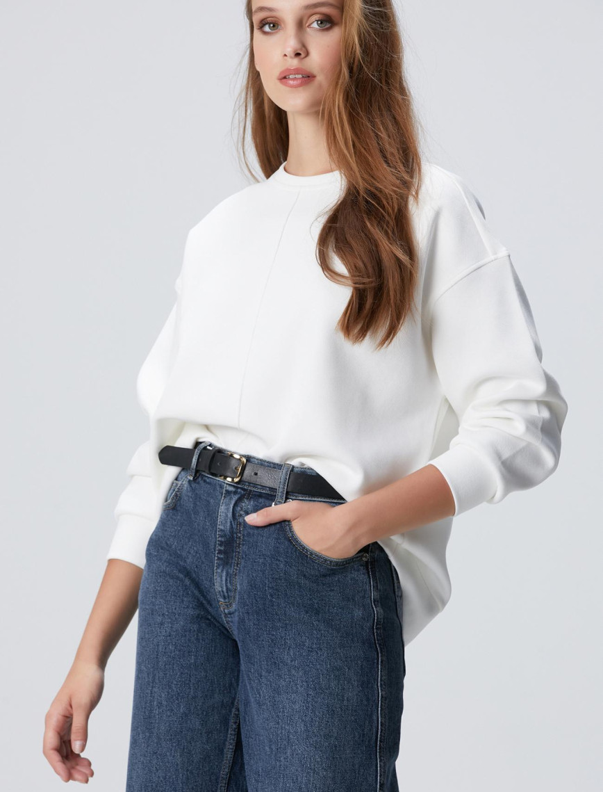 Network Kadın Kırık Beyaz Sweatshirt