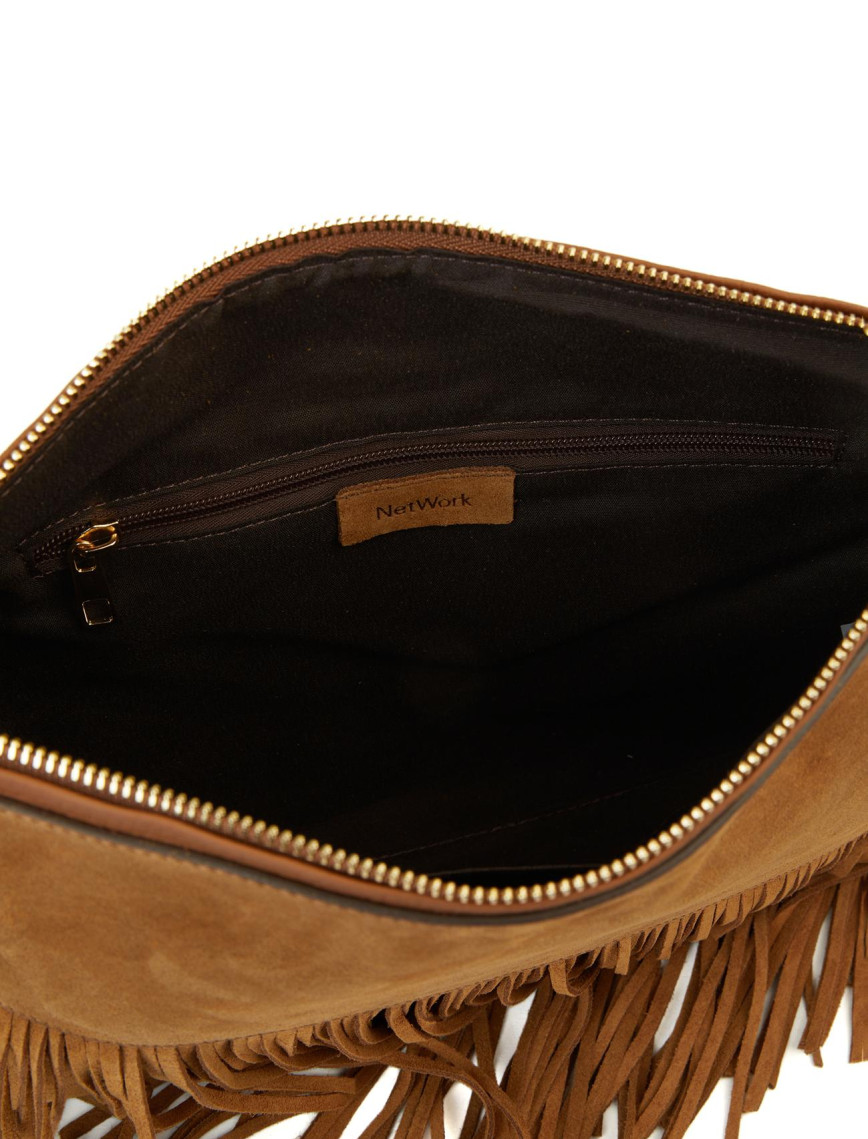 Network Kadın Taba Püsküllü Süet Clutch Network Kadın Taba Püsküllü Süet Clutch