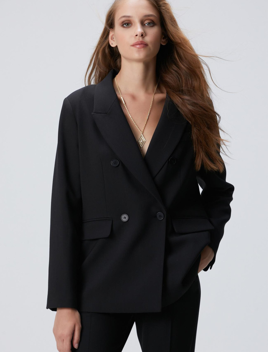 Network Kadın Siyah Yün Karışımlı Ceket Network Kadın Siyah Yün Karışımlı Ceket