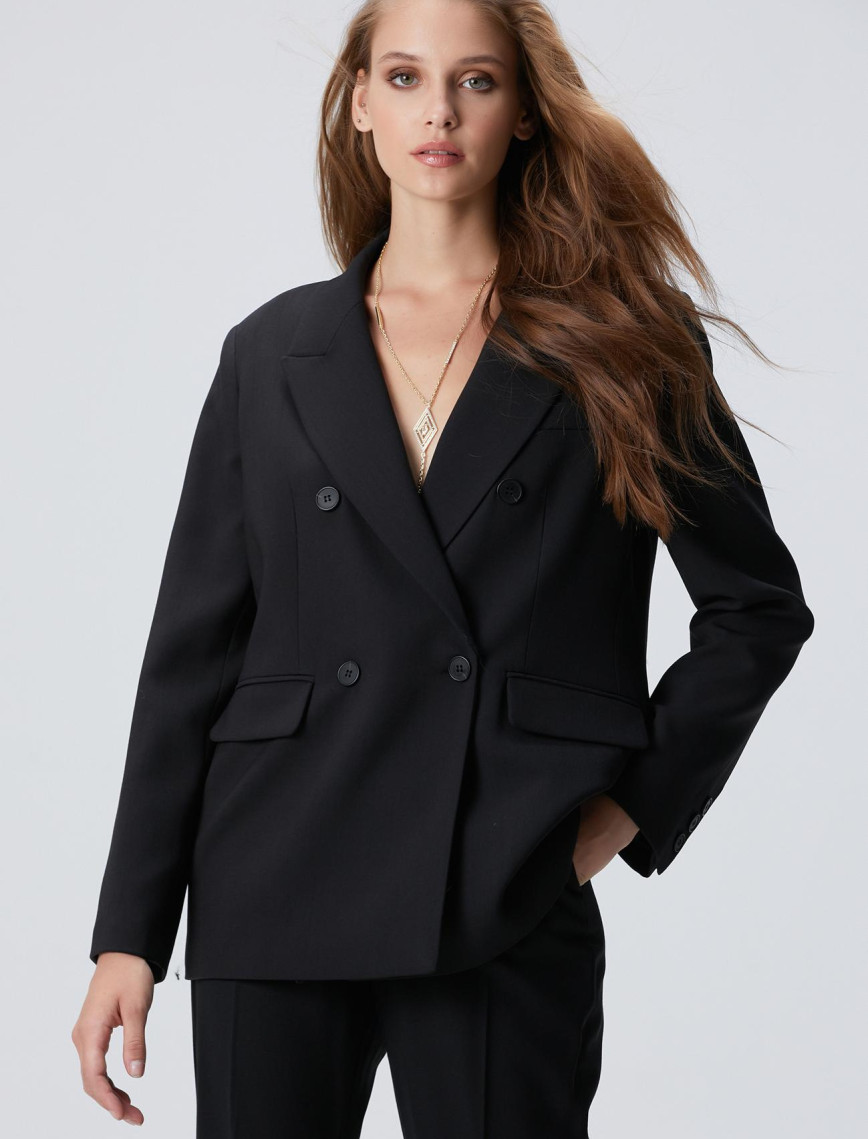 Network Kadın Siyah Yün Karışımlı Ceket Network Kadın Siyah Yün Karışımlı Ceket