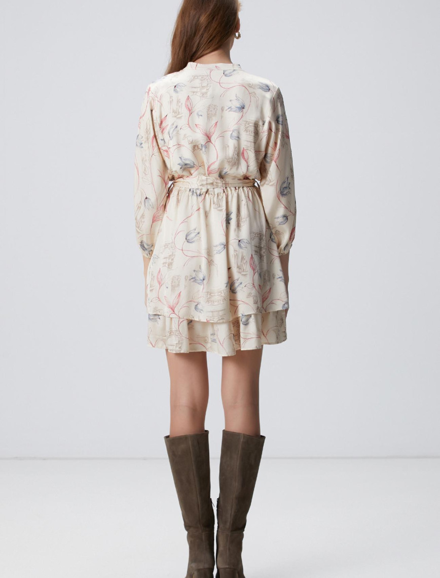 Network Kadın Açık Bej Desenli Mini Elbise Network Kadın Açık Bej Desenli Mini Elbise