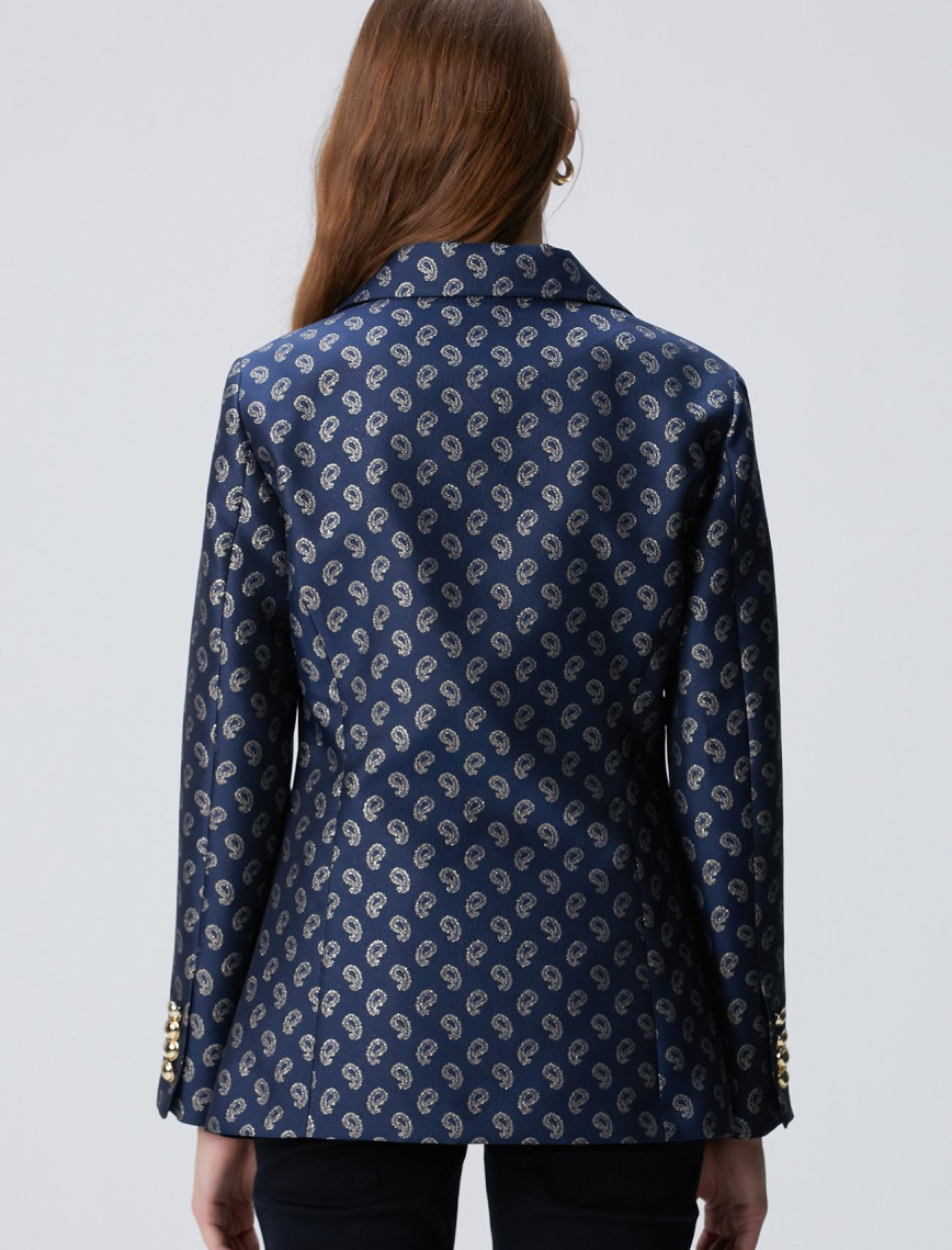 Network Kadın Lacivert Jakar Desenli Ceket Network Kadın Lacivert Jakar Desenli Ceket