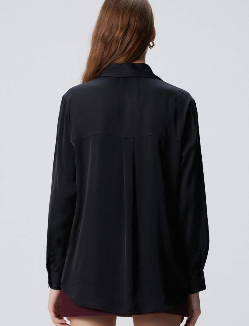 Network Kadın Siyah Saten Gömlek Network Kadın Siyah Saten Gömlek