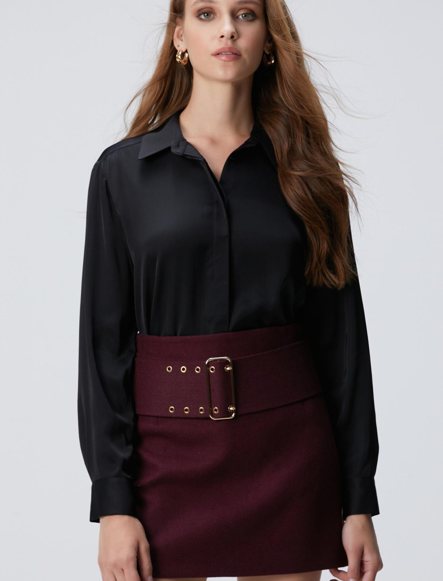 Network Kadın Siyah Saten Gömlek Network Kadın Siyah Saten Gömlek