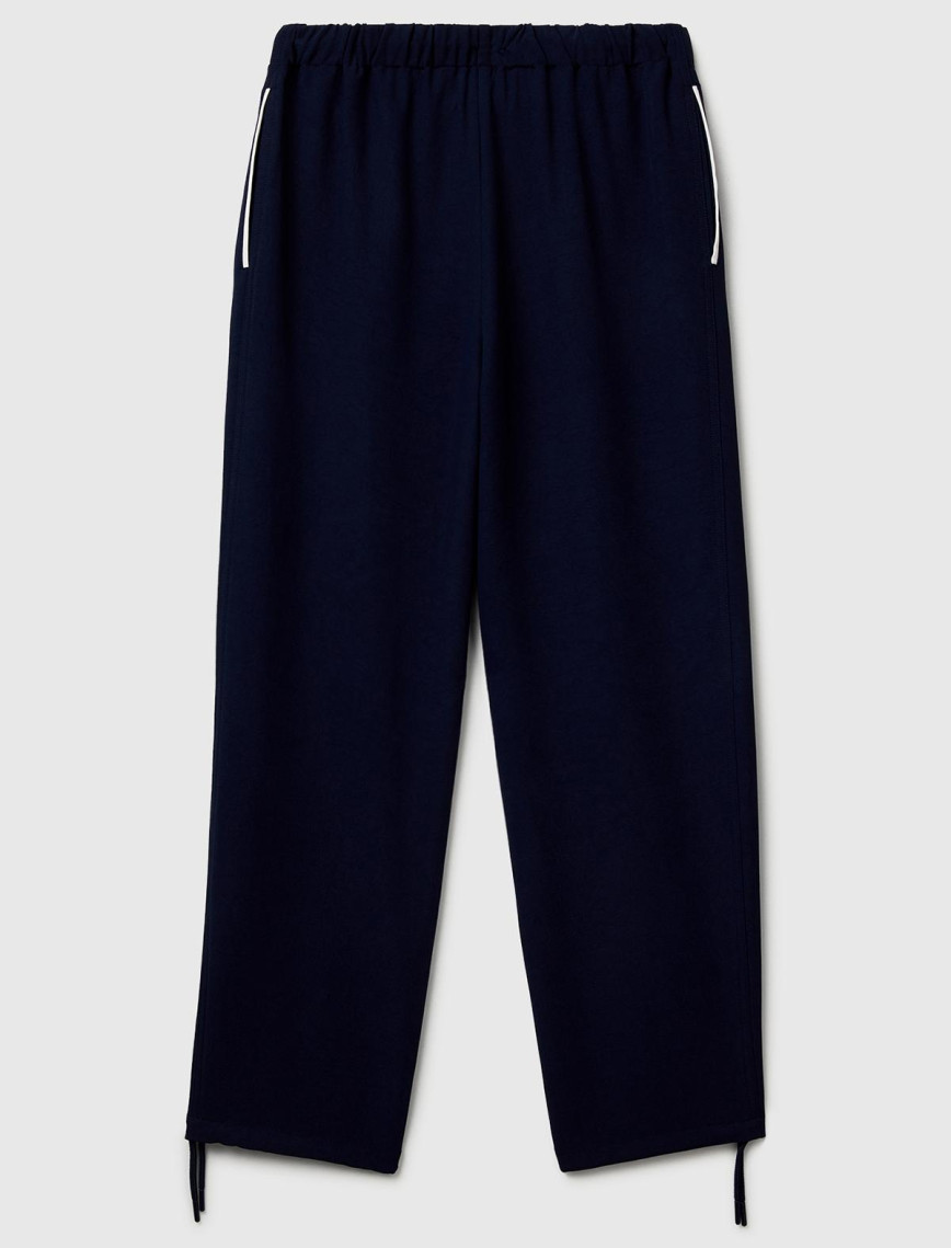 Kadın Lacivert Beli Bağcıklı Cepli Pantolon Kadın Lacivert Beli Bağcıklı Cepli Pantolon