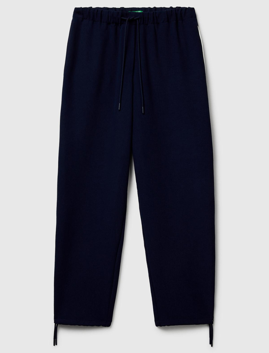 Kadın Lacivert Beli Bağcıklı Cepli Pantolon Kadın Lacivert Beli Bağcıklı Cepli Pantolon