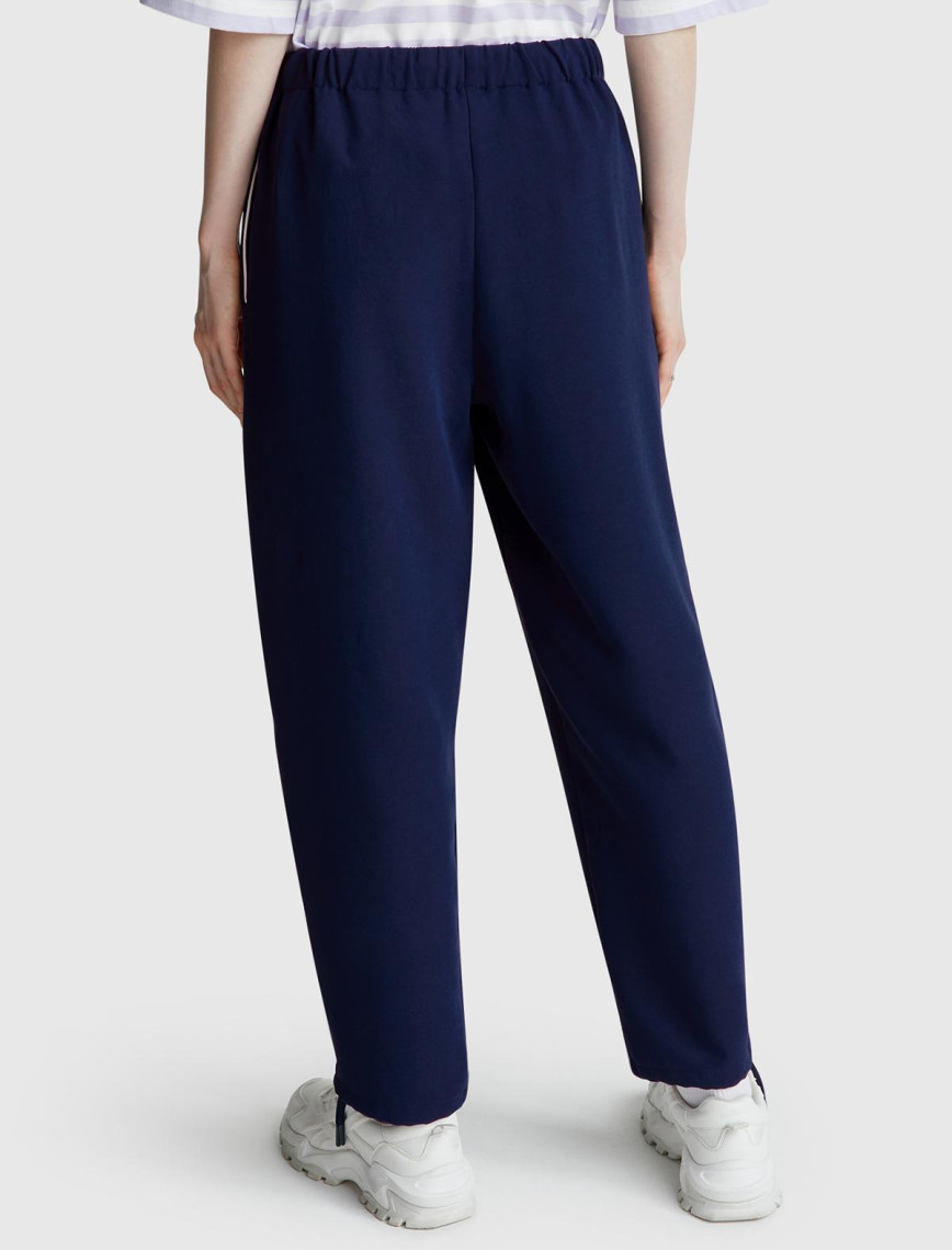 Kadın Lacivert Beli Bağcıklı Cepli Pantolon Kadın Lacivert Beli Bağcıklı Cepli Pantolon