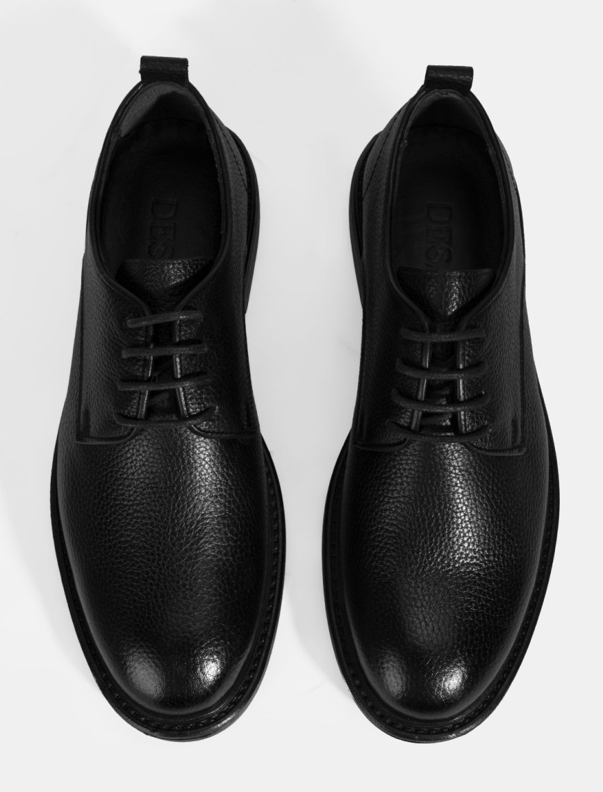 Erkek Siyah Bağcıklı Günlük Deri Ayakkabı Erkek Siyah Bağcıklı Günlük Deri Ayakkabı