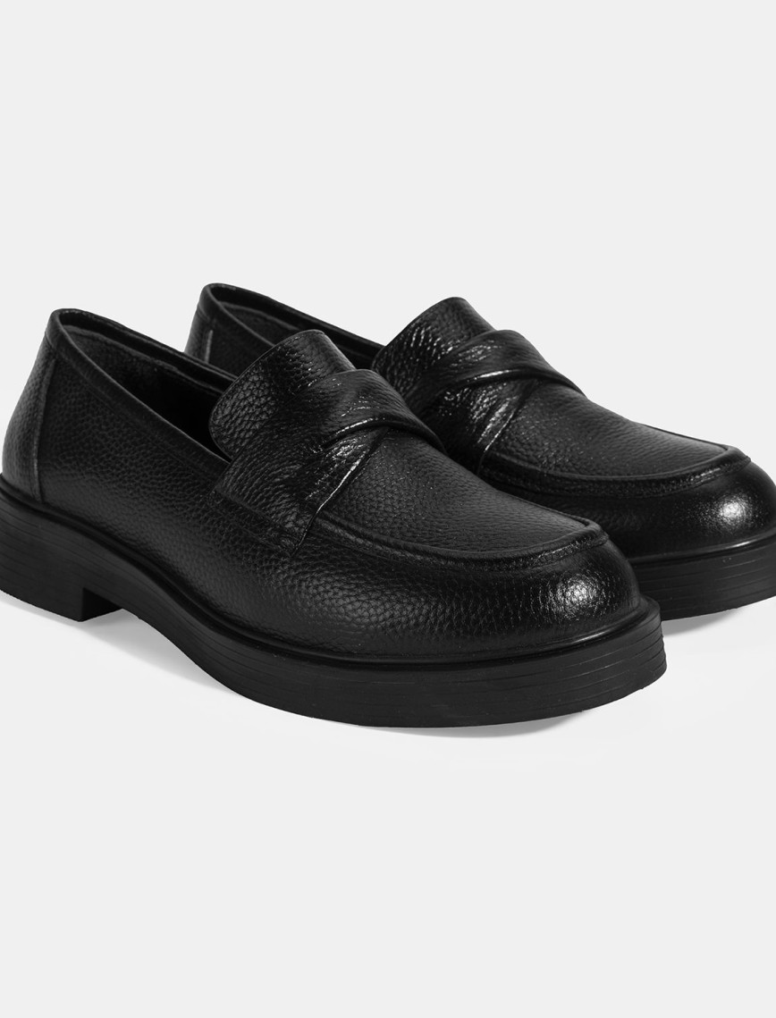 Kadın Siyah Deri Loafer Kadın Siyah Deri Loafer