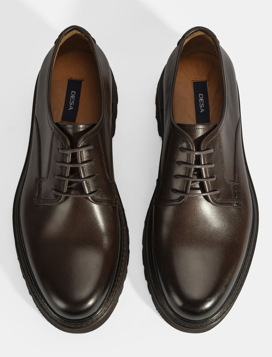 Erkek Kahve Bağcıklı Günlük Deri Ayakkabı Erkek Kahve Bağcıklı Günlük Deri Ayakkabı