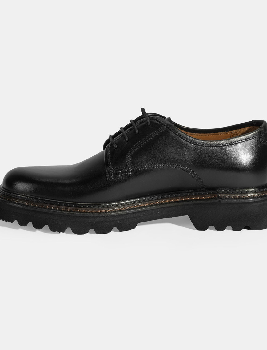 Erkek Siyah Bağcıklı Günlük Deri Ayakkabı Erkek Siyah Bağcıklı Günlük Deri Ayakkabı