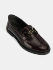 Kadın Bordo Kroko Baskılı Toka Detaylı Deri Loafer Kadın Bordo Kroko Baskılı Toka Detaylı Deri Loafer
