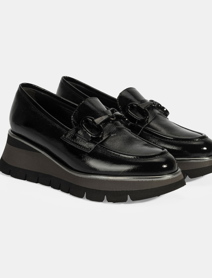 Luca Grossi Kadın Siyah Toka Detaylı Dolgu Topuklu Rugan Loafer Luca Grossi Kadın Siyah Toka Detaylı Dolgu Topuklu Rugan Loafer