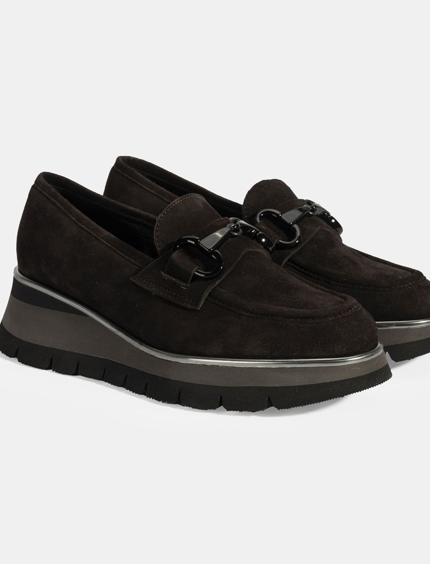Luca Grossi Kadın Kahve Toka Detaylı Dolgu Topuklu Süet Loafer Luca Grossi Kadın Kahve Toka Detaylı Dolgu Topuklu Süet Loafer