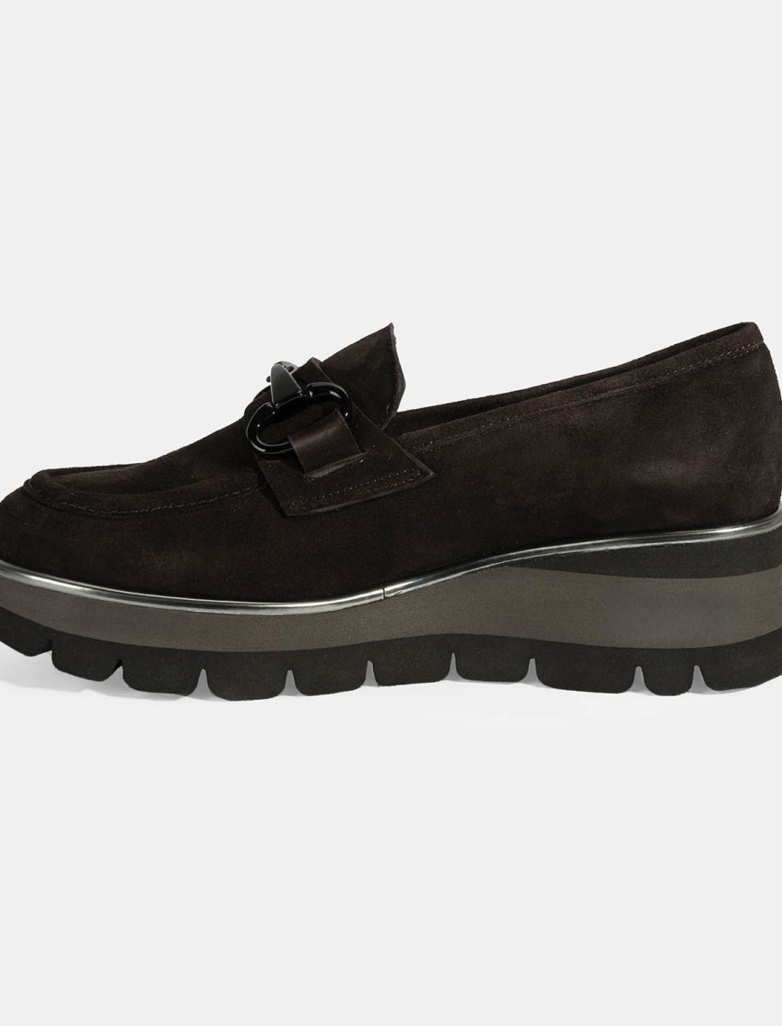 Luca Grossi Kadın Kahve Toka Detaylı Dolgu Topuklu Süet Loafer Luca Grossi Kadın Kahve Toka Detaylı Dolgu Topuklu Süet Loafer